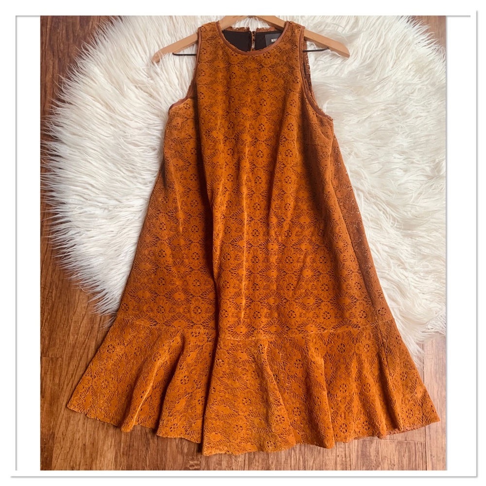 Anthropologie Maeve Amis Faux Suede Dress Terracotta Brown Size 2